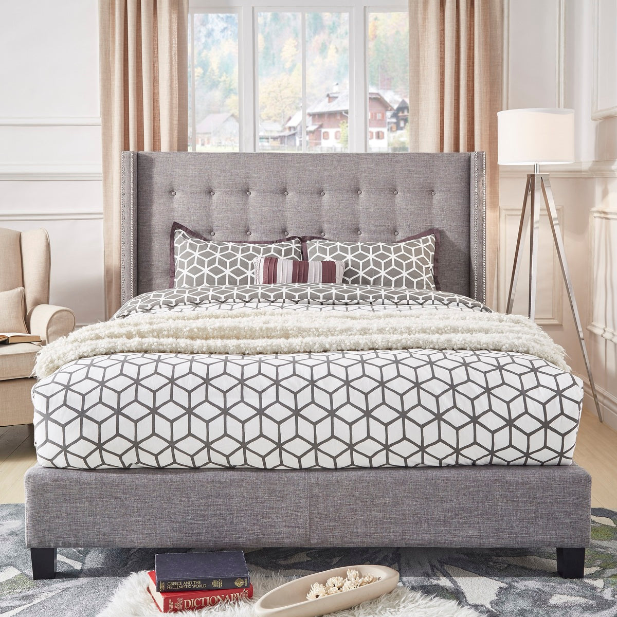 Grey Linen Ek Wingback Hb