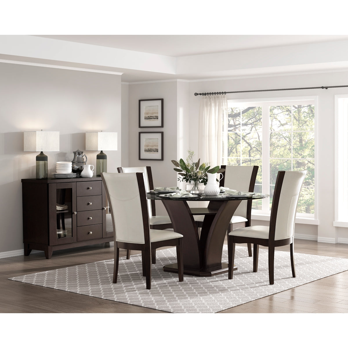 Daisy Round Dining Table, Glass Top