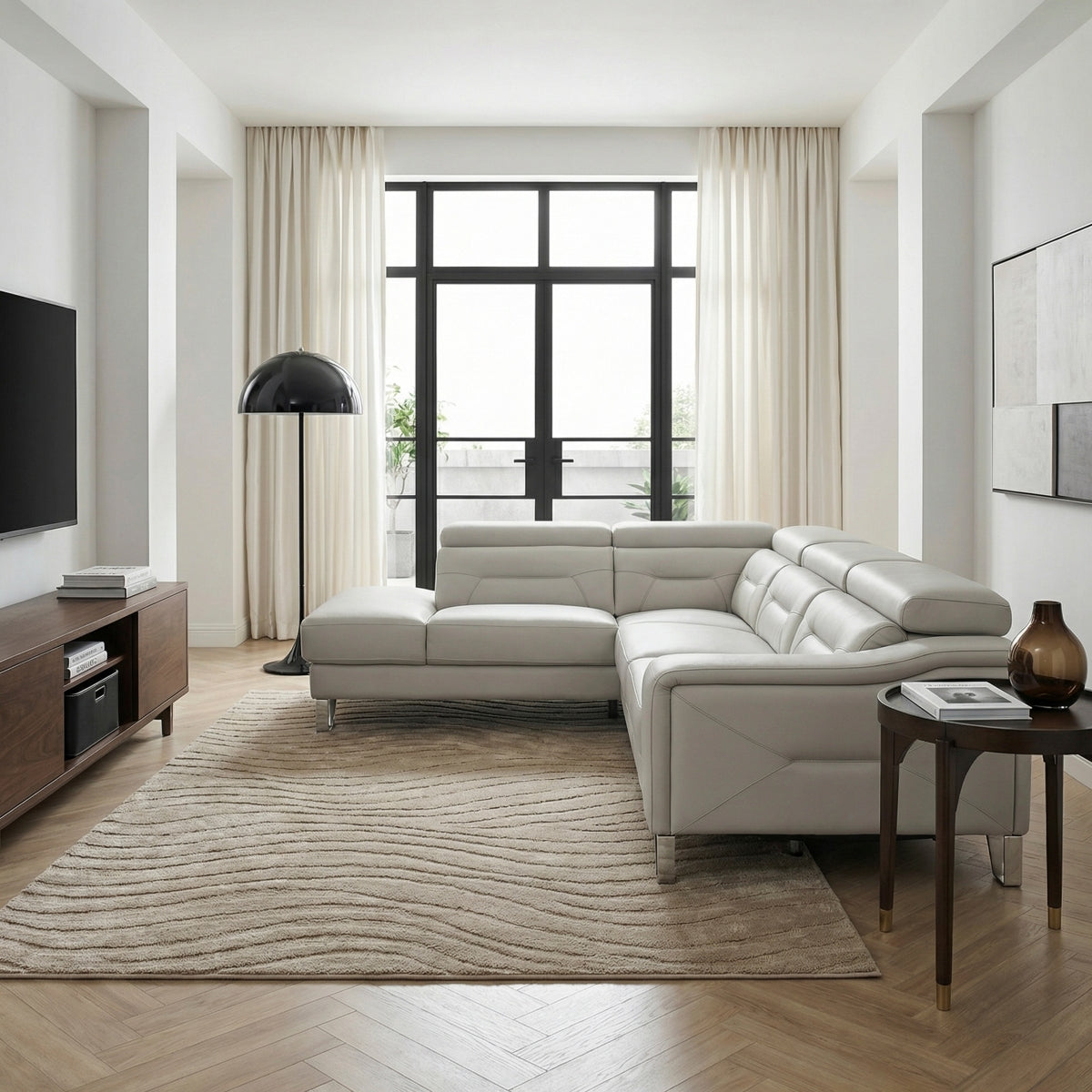Ventura 2-Piece Sectional with Left Chaise, Adjustable Headrests and Charging ports