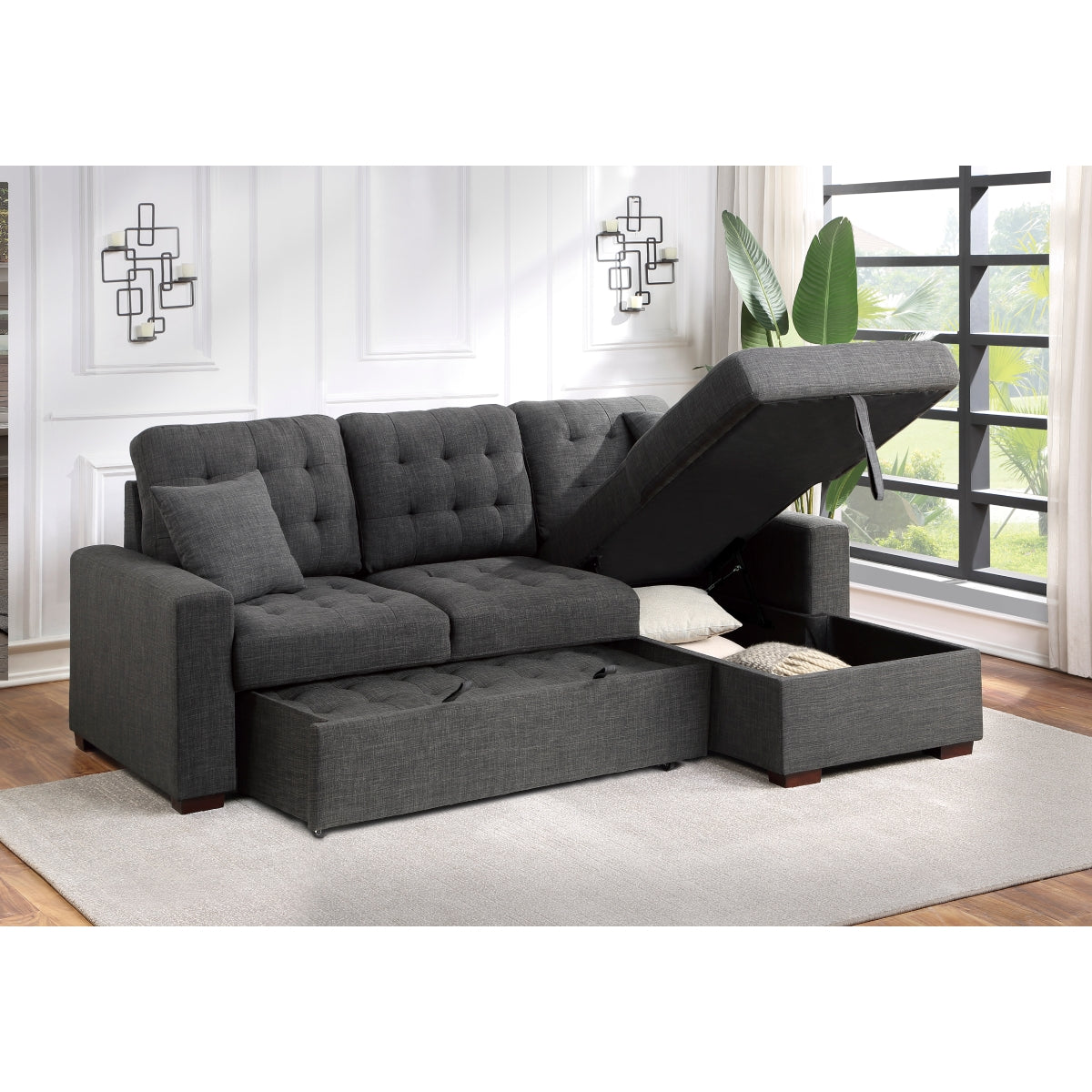 McCafferty 2-Piece Sectional with Pull-out Bed and Right Chaise with Hidden Storage