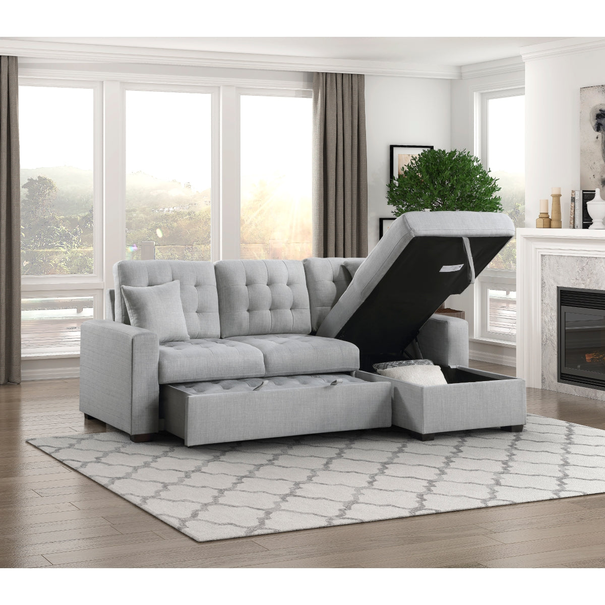 McCafferty 2-Piece Sectional with Pull-out Bed and Right Chaise with Hidden Storage
