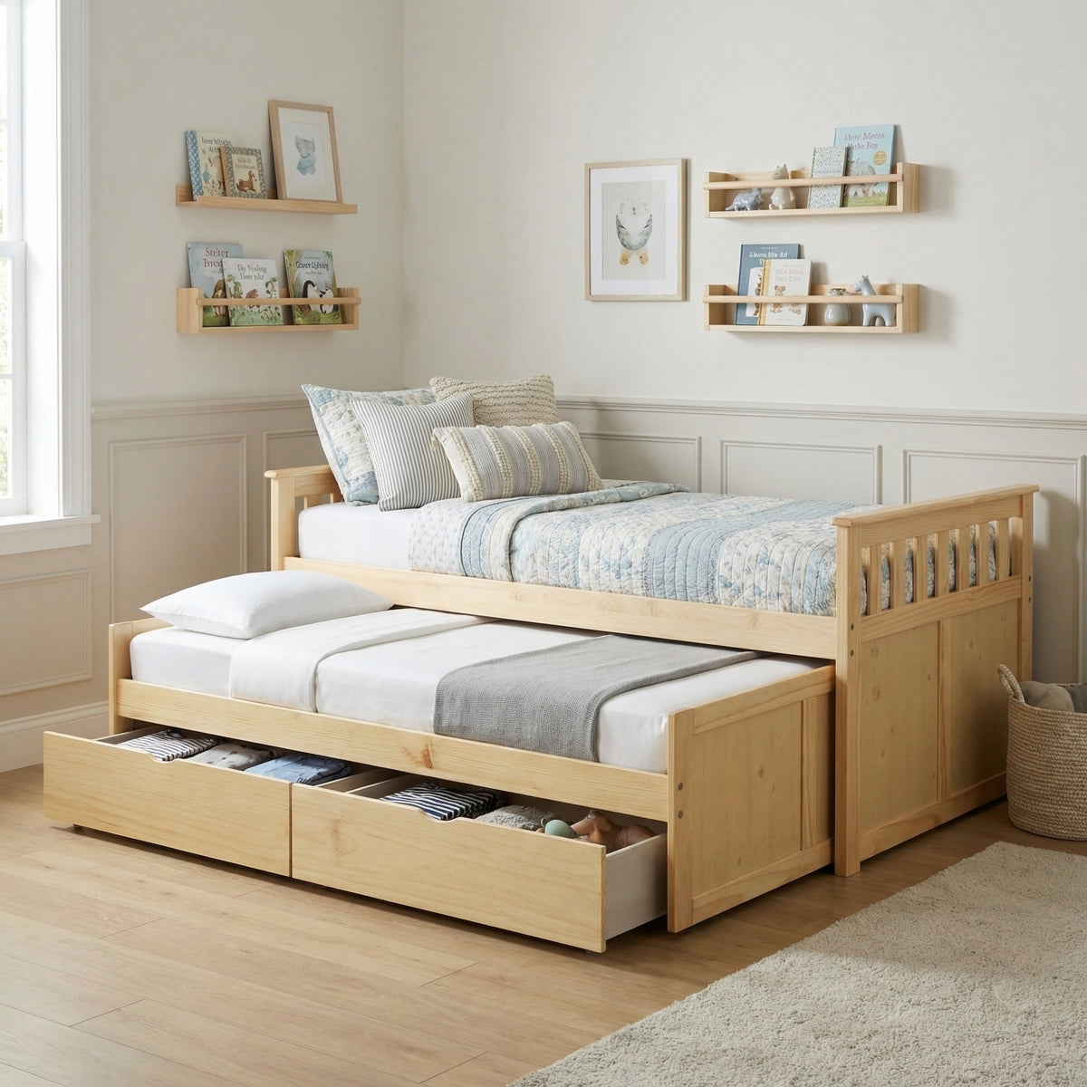 Bartly Twin/Twin Bed with Storage Boxes