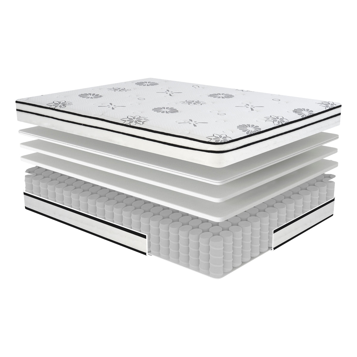 Vela 12" Eastern King Hybrid Mattress - White