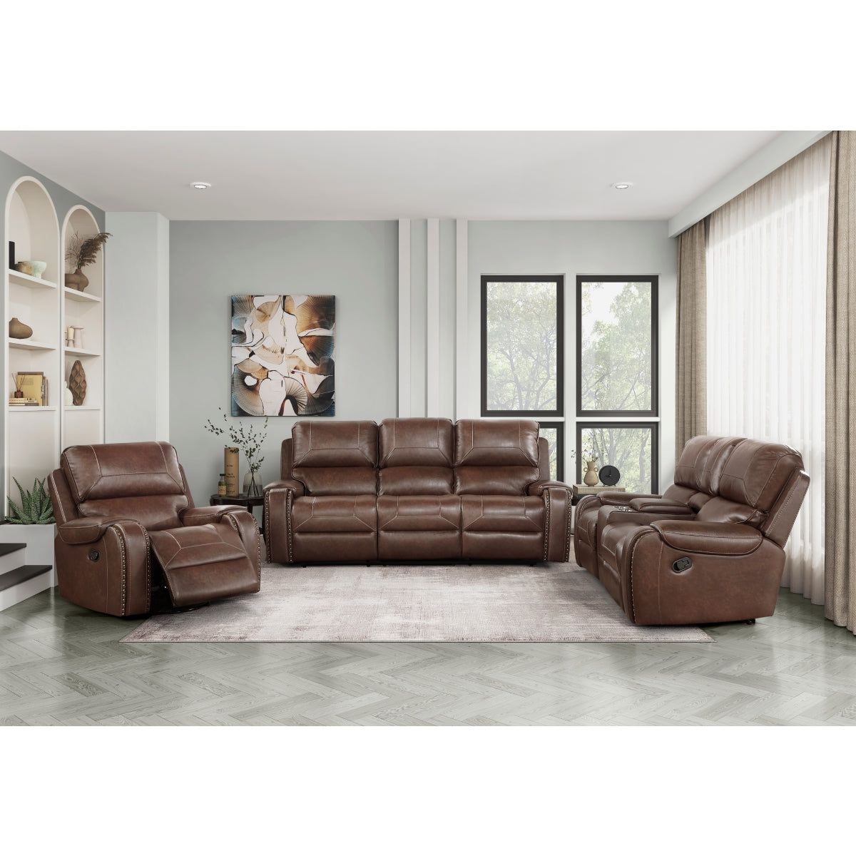 Shadowfax Double Glider Reclining Love Seat With Center Console, Receptacles And Usb Port