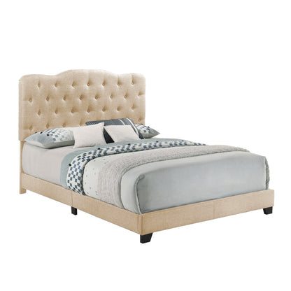 King Uphl Bed W/ Beige Color