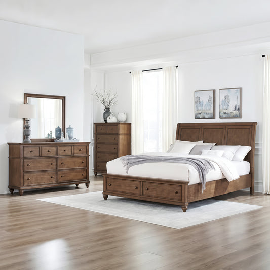 Twin Lakes Queen Storage Bed, Dresser & Mirror, Chest
