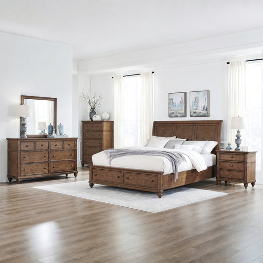 Twin Lakes Queen Storage Bed, Dresser & Mirror, Chest, Night Stand