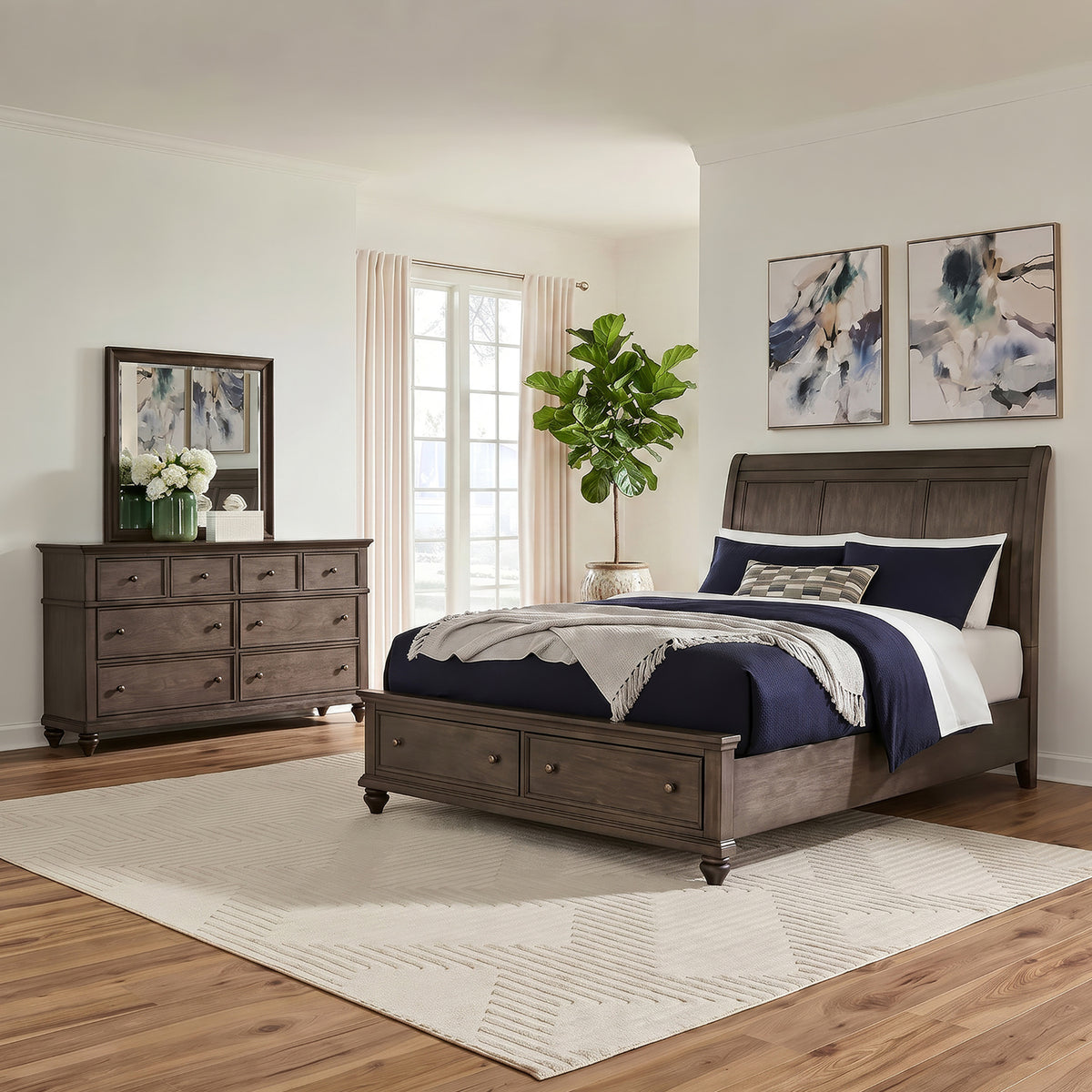 Twin Lakes Queen Storage Bed, Dresser & Mirror
