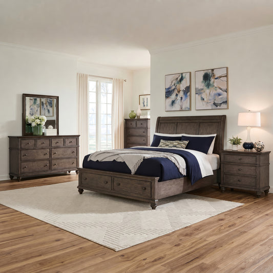 Twin Lakes Queen Storage Bed, Dresser & Mirror, Chest, Night Stand