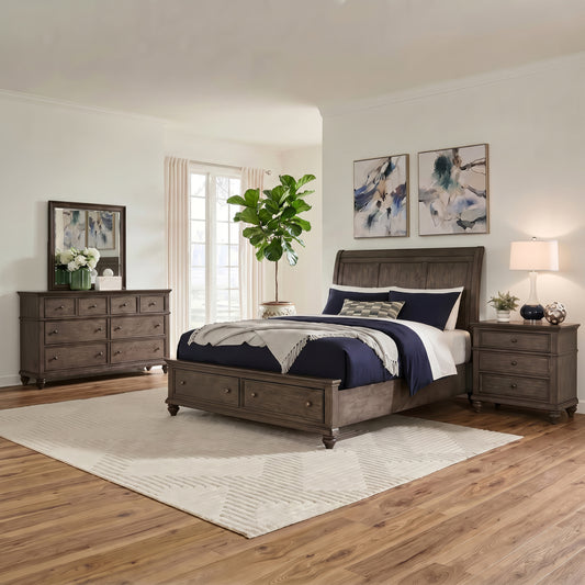 Twin Lakes Queen Storage Bed, Dresser & Mirror, Night Stand