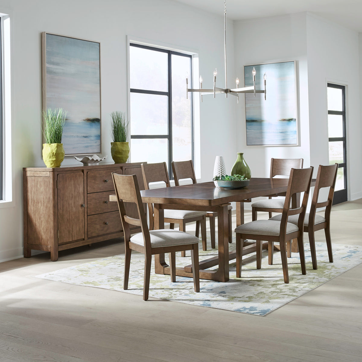 Harmony 7 Piece Trestle Table Set