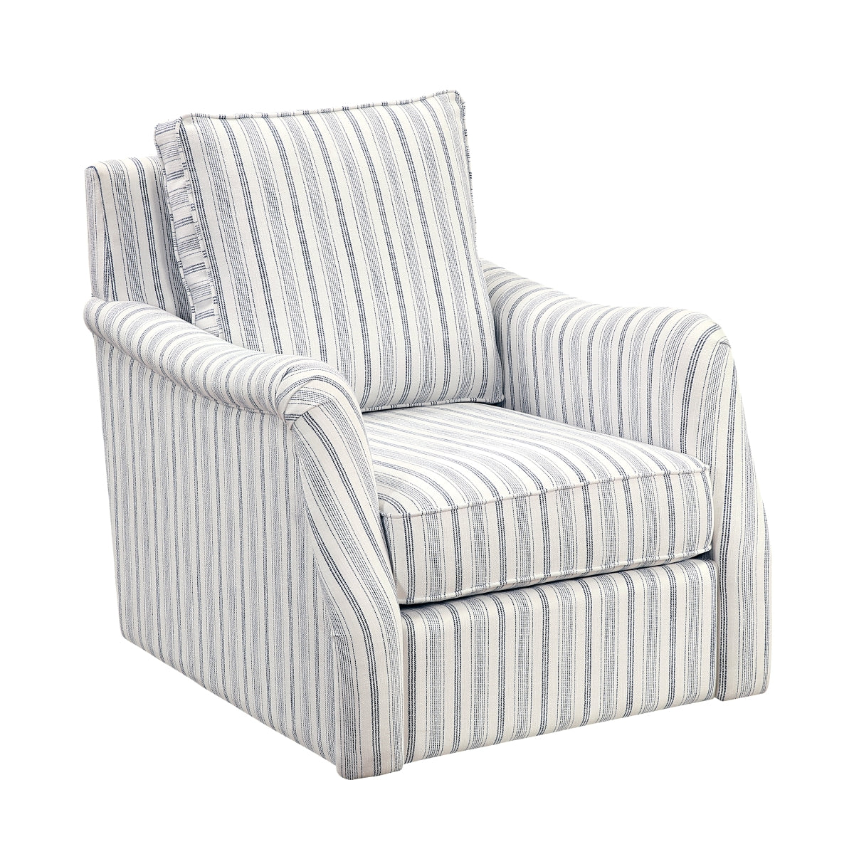 Bowden Swivel Chair - Off white with blue stripe pattern