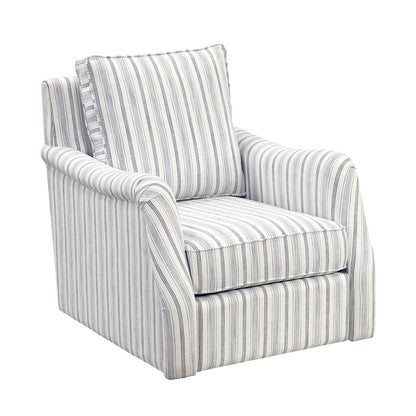 Bowden Swivel Chair - Off white with blue stripe pattern