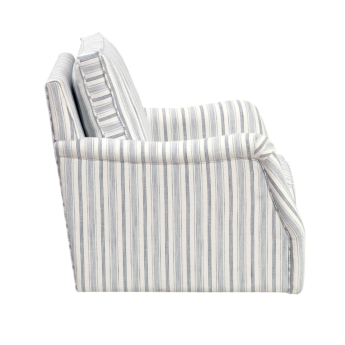 Bowden Swivel Chair - Off white with blue stripe pattern