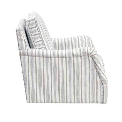 Bowden Swivel Chair - Off white with blue stripe pattern
