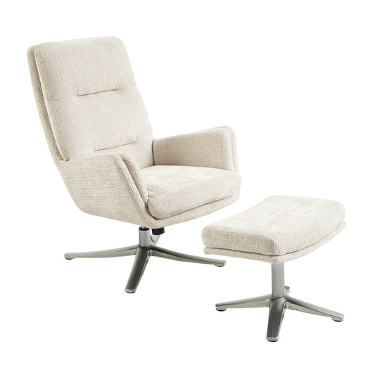 Parker Swivel Chair with Ottoman - Beige