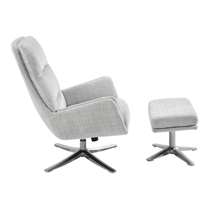 Parker Swivel Chair with Ottoman - Gray
