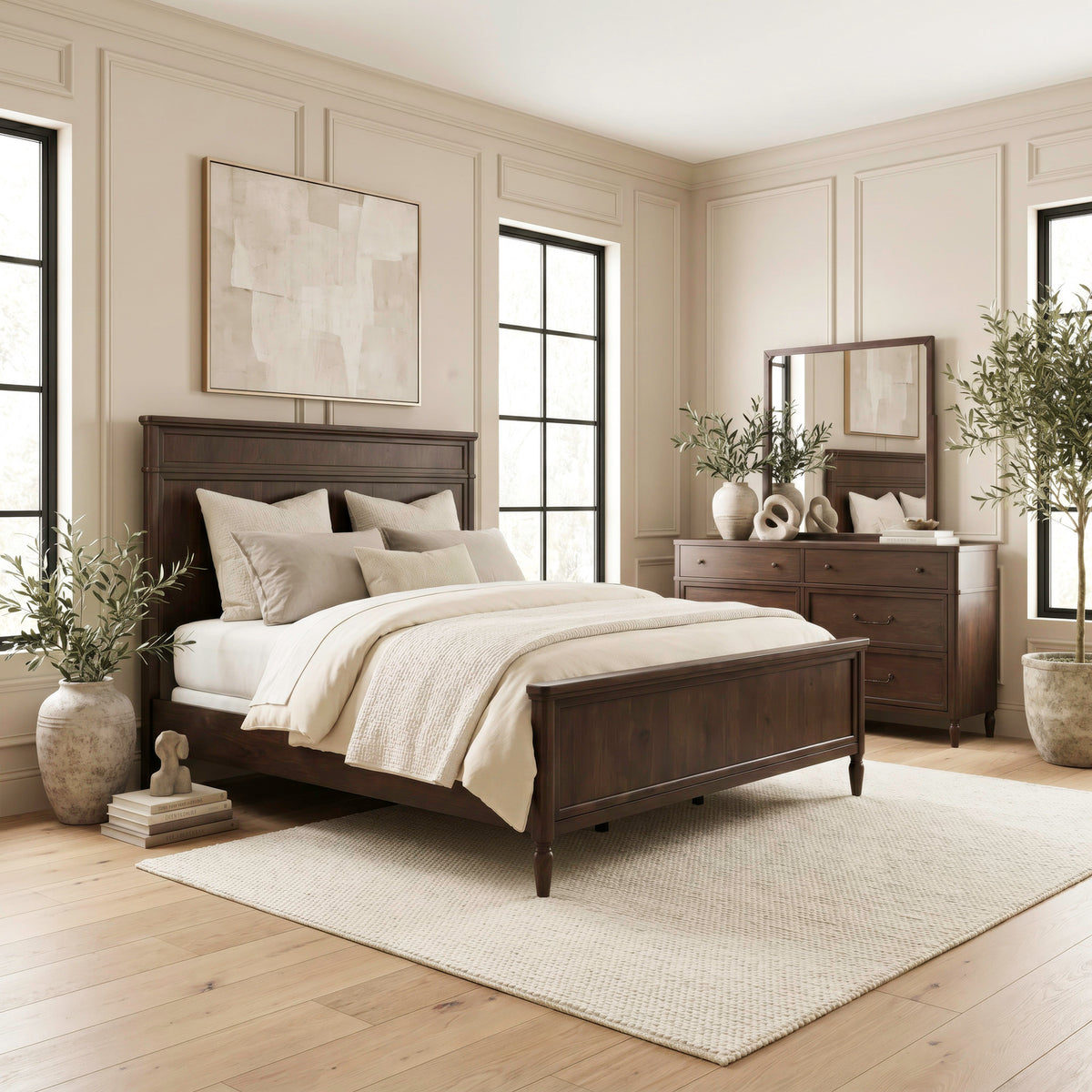 Wesley Hall Queen Panel Bed, Dresser & Mirror