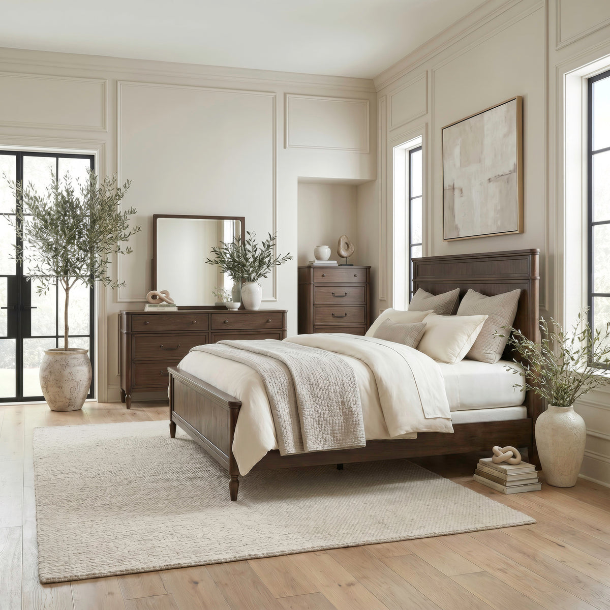 Wesley Hall Queen Panel Bed, Dresser & Mirror, Chest
