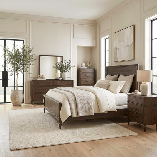Wesley Hall Queen Panel Bed, Dresser & Mirror, Chest, Night Stand