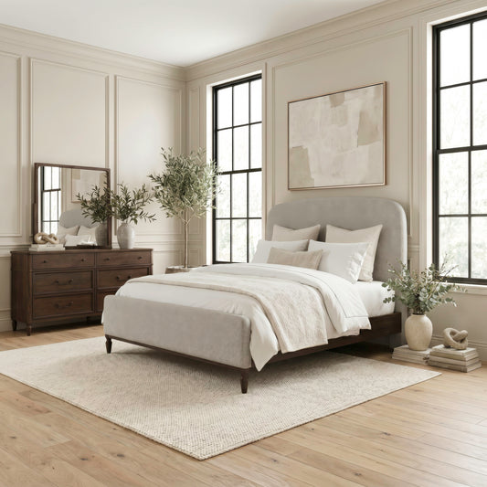 Wesley Hall Queen Uph Bed, Dresser & Mirror