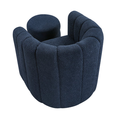 Delaney Swivel Chair with Ottoman - Blue