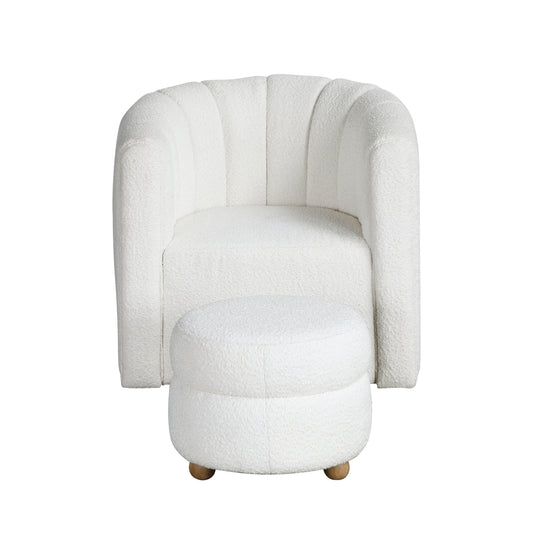 Delaney Swivel Chair with Ottoman - White
