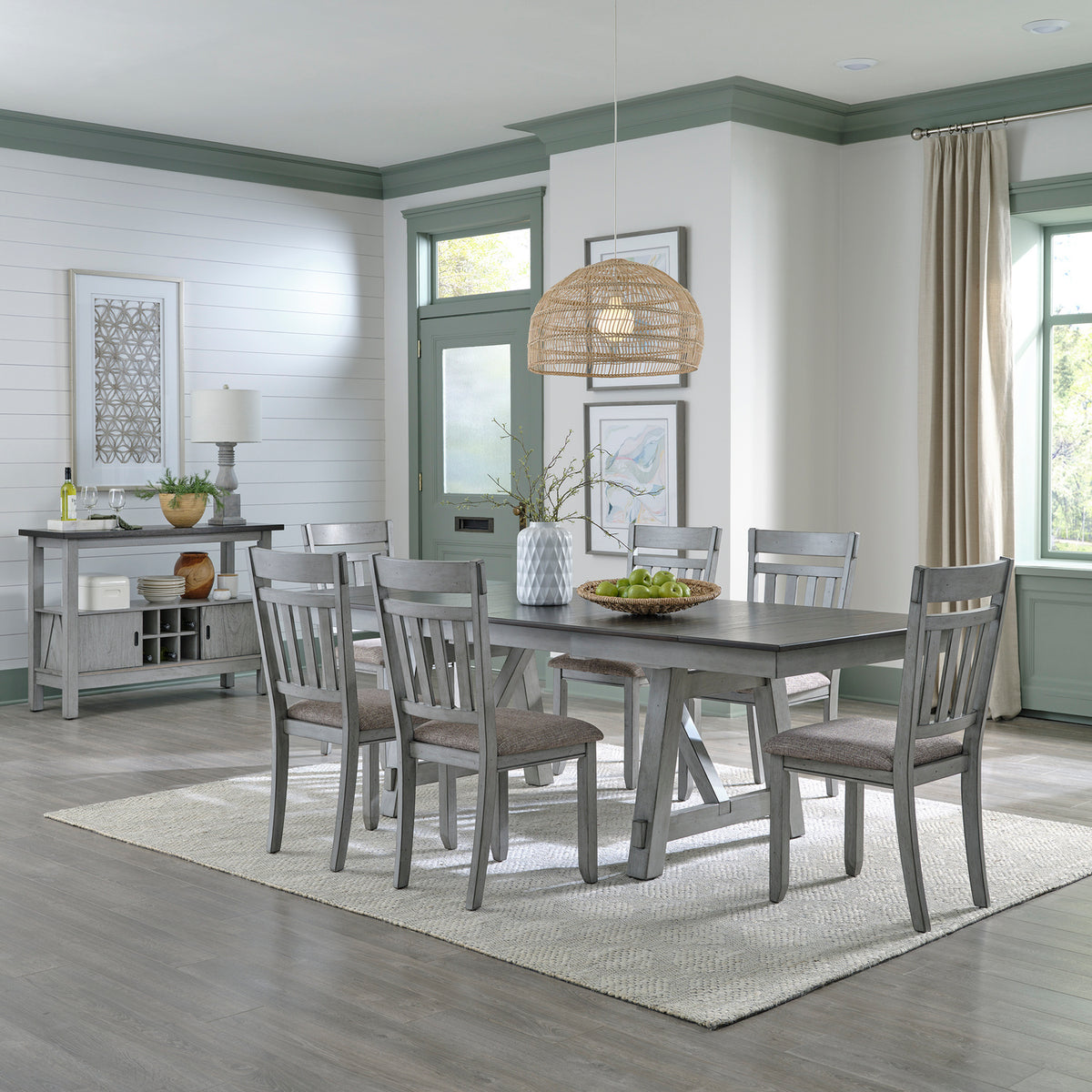 Newport 7 Piece Trestle Table Set