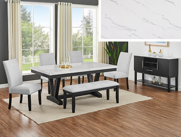 Vance Faux Tbl/Side Chairs,Bench (1319-6P-1320-SB)