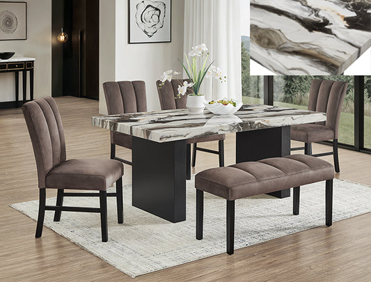 Vega Faux Marble Dining Group (1420-6P)