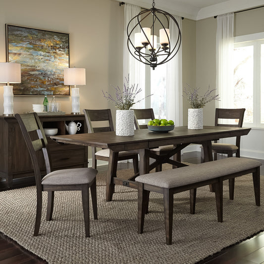 Double Bridge 6 Piece Trestle Table Set