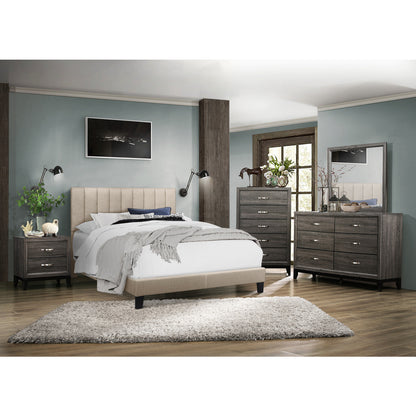 Channel Platform Bed W/Beige Fabric