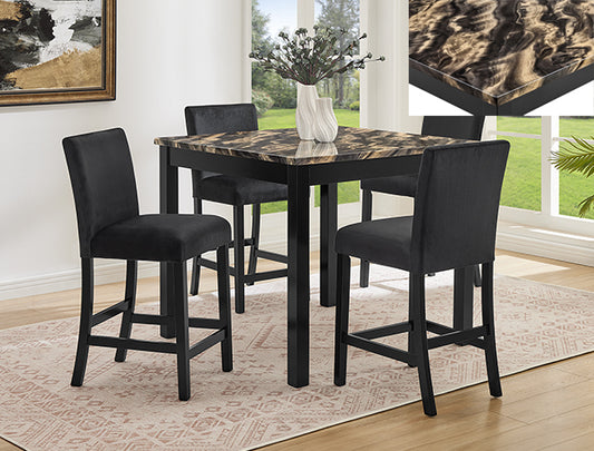 Lennon 5-Pk Ct Set-Faux Marble Gdbk (1715SET-GBK)