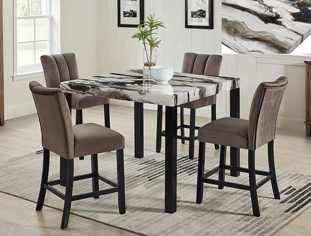 Vega Faux Marble Ct Ht Dining (1720-5P)