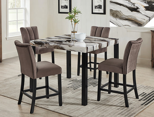Vega Faux Marble Ct Ht Dining (1720-5P)