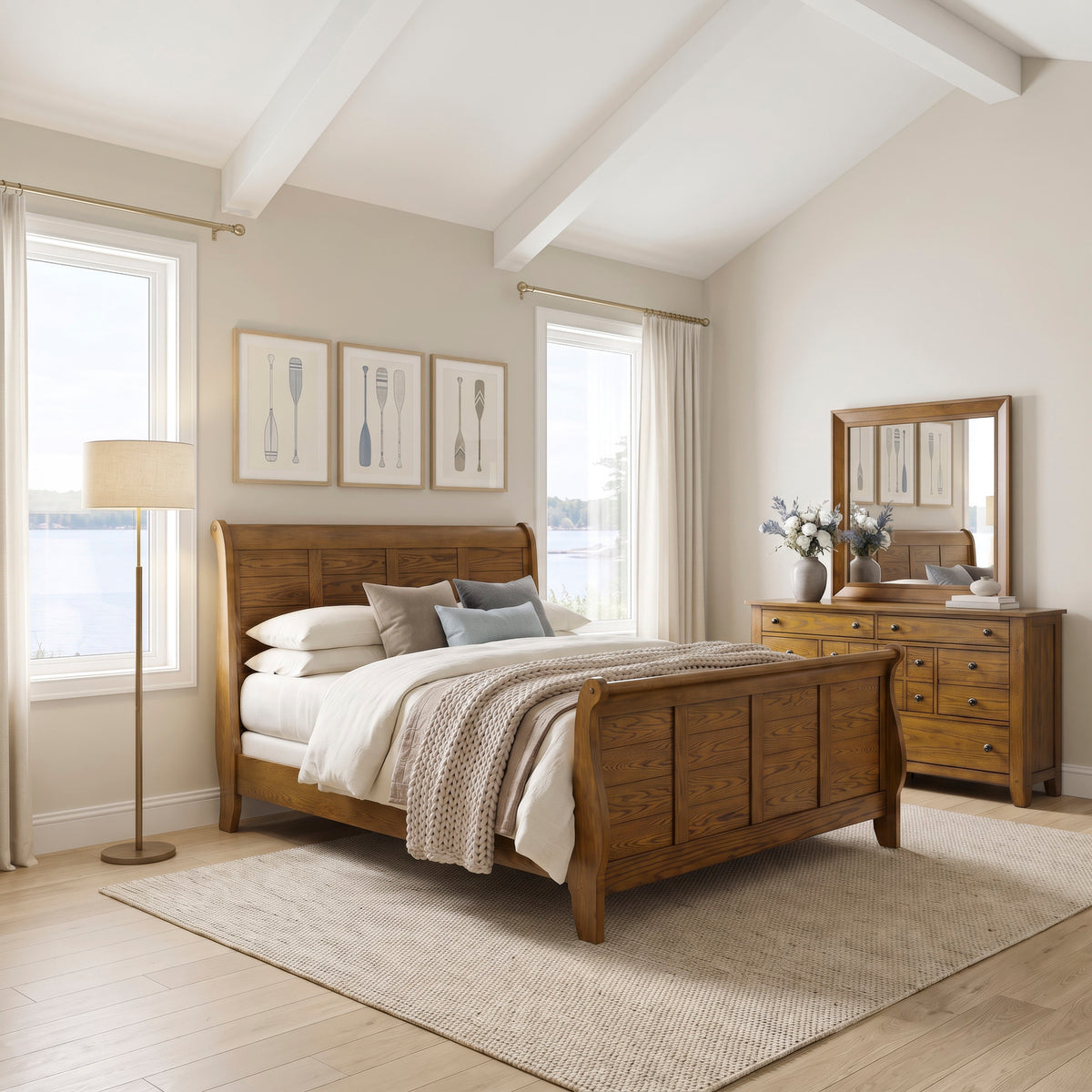 Grandpas Cabin Queen Sleigh Bed, Dresser & Mirror Bedroom Set