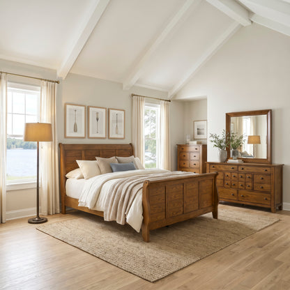 Grandpas Cabin Queen Sleigh Bed, Dresser & Mirror, Chest Bedroom Set