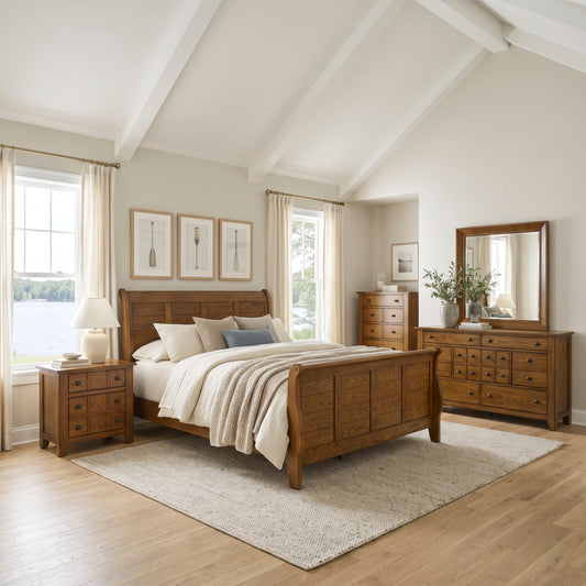 Grandpas Cabin Queen Sleigh Bed, Dresser & Mirror, Chest, Night Stand Bedroom Set