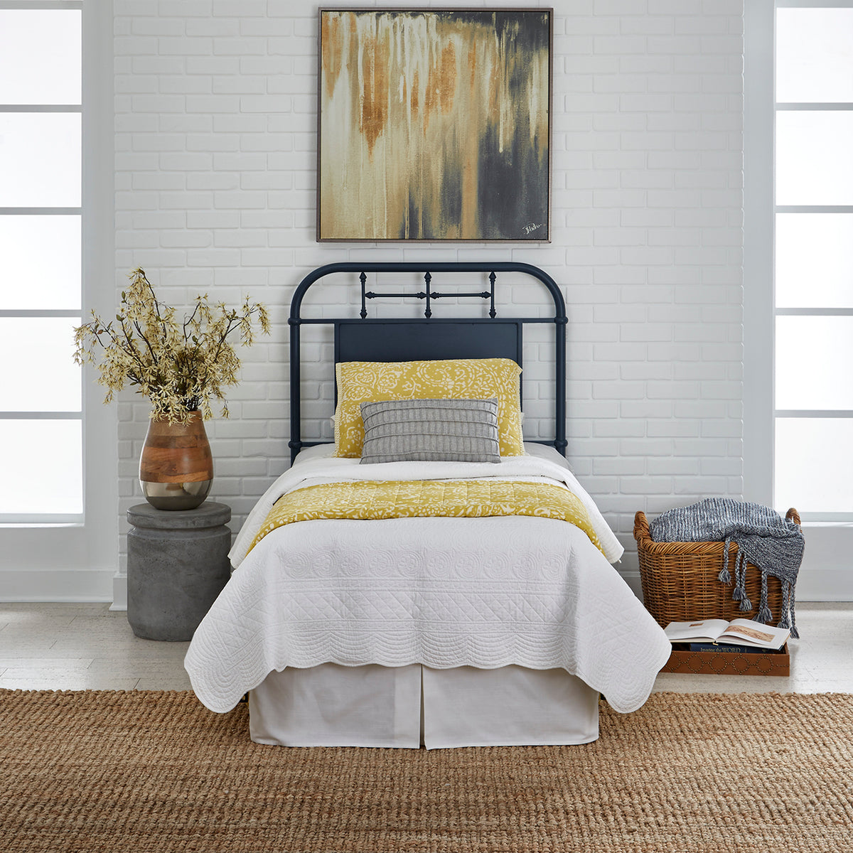 Vintage Series Twin Metal Headboard - Navy