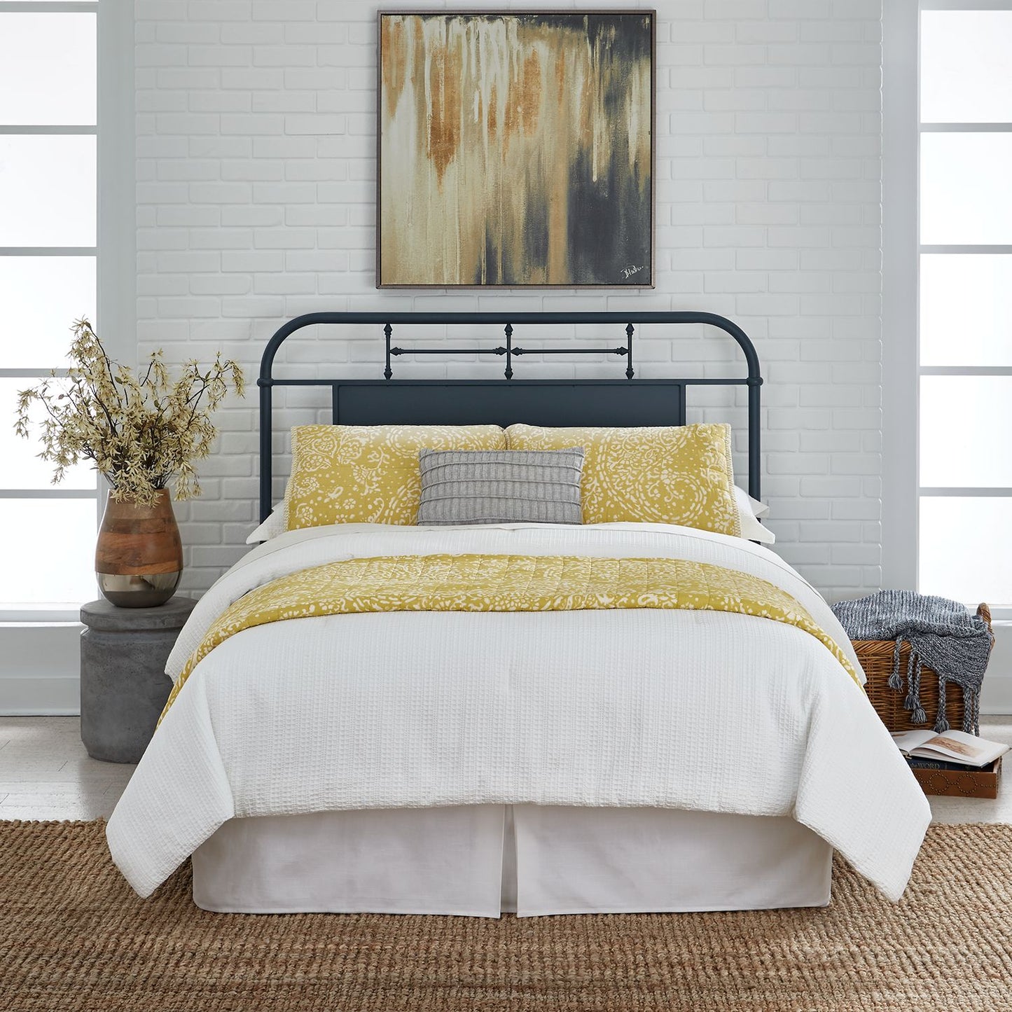 Vintage Series Queen Metal Headboard - Navy