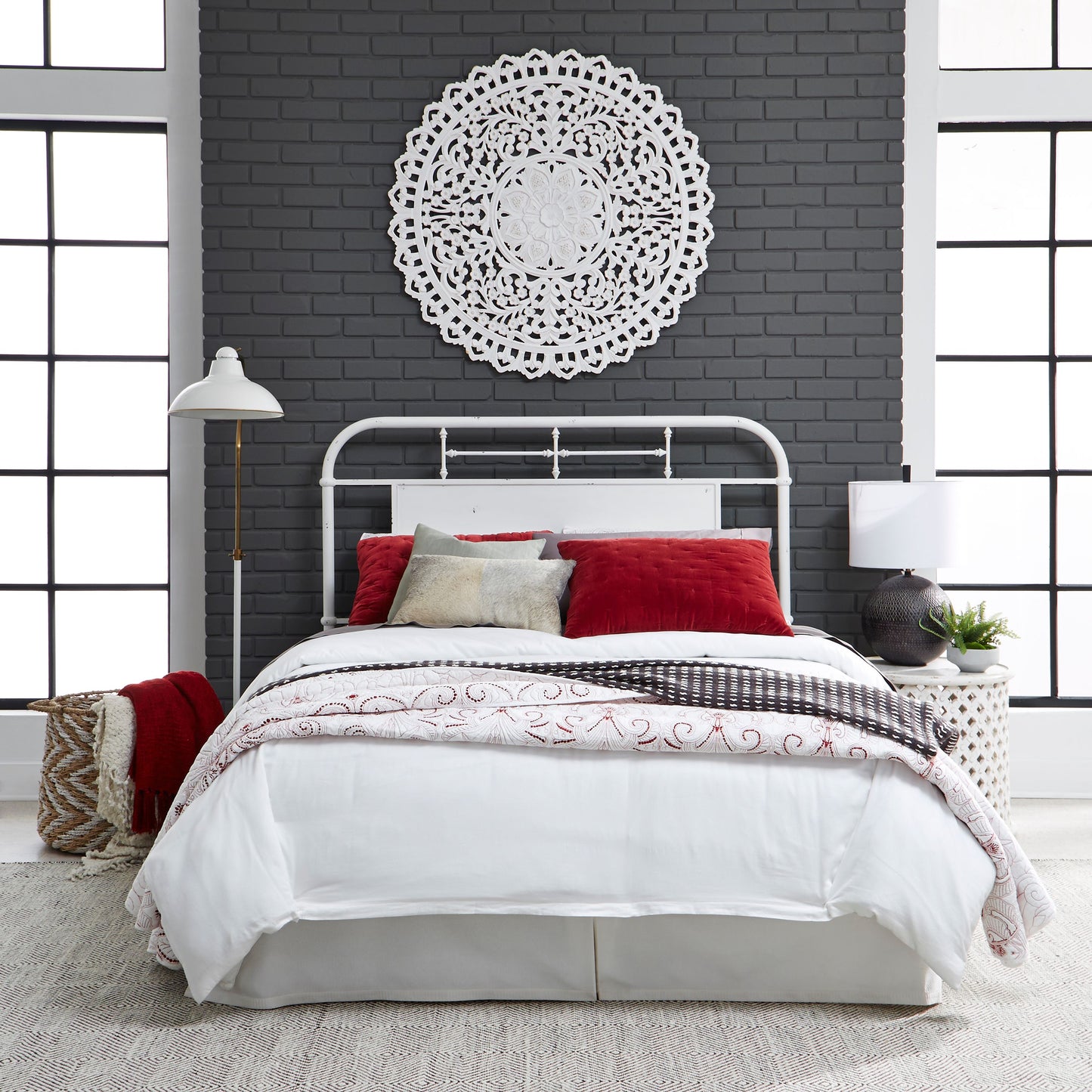Vintage Series King Metal Headboard - Antique White