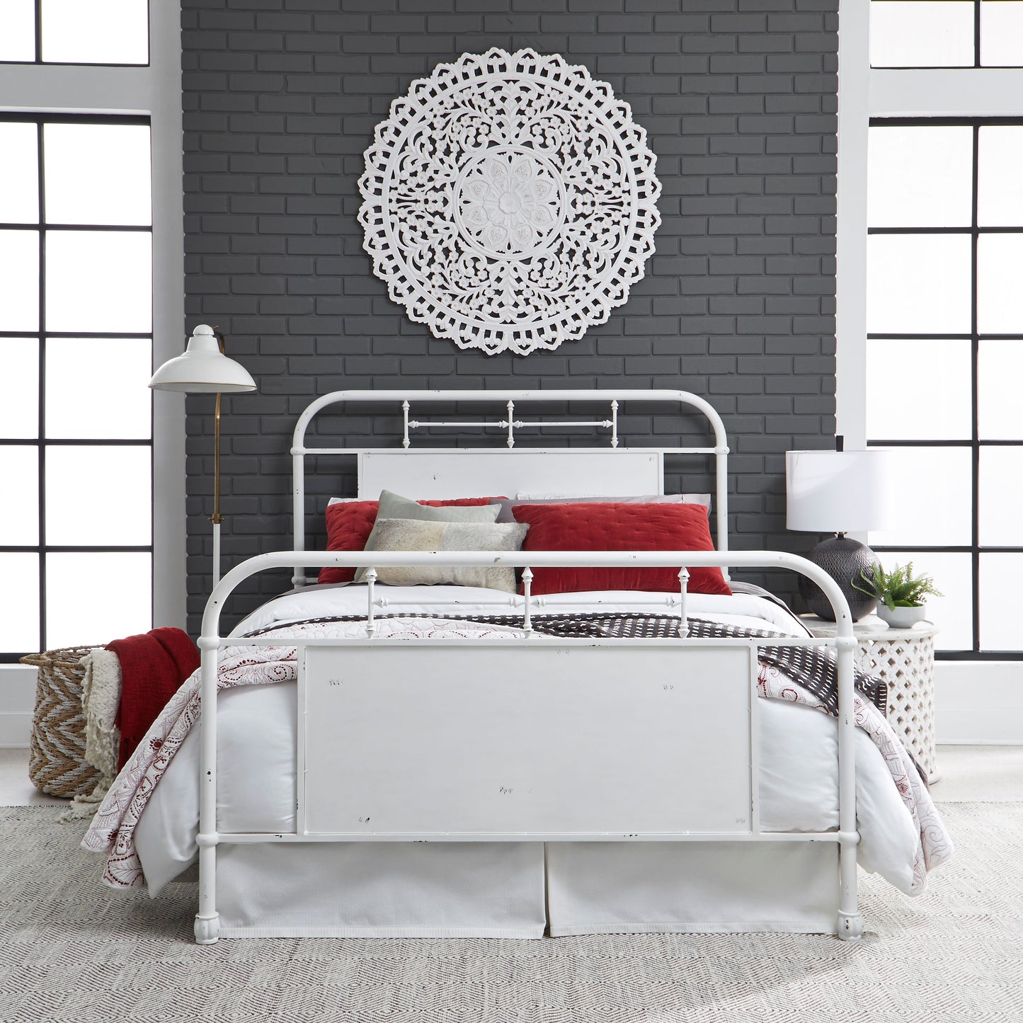 Vintage Series King Metal Bed - Antique White