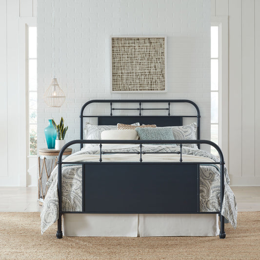 Vintage Series King Metal Bed- Navy