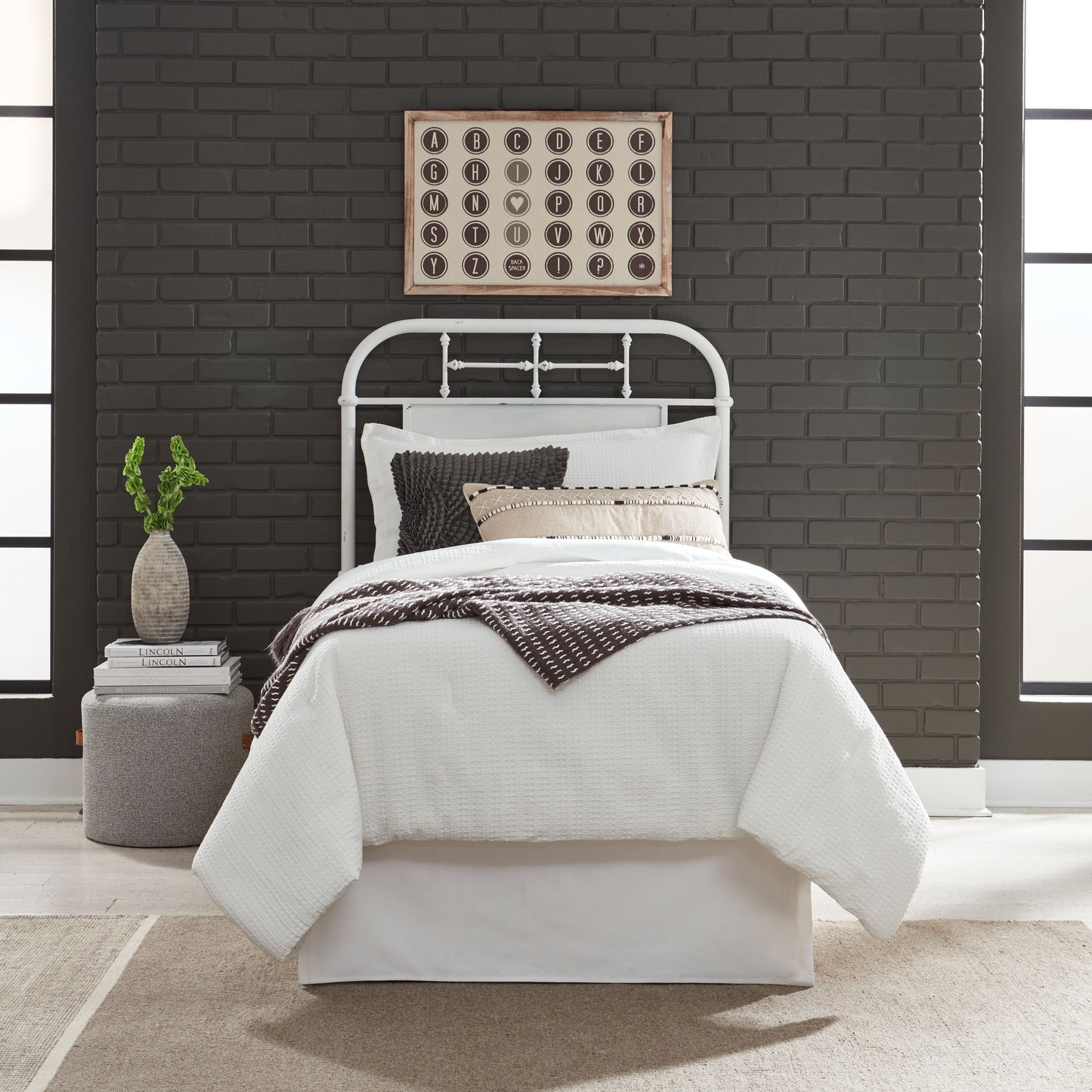 Vintage Series Full Metal Headboard - Antique White
