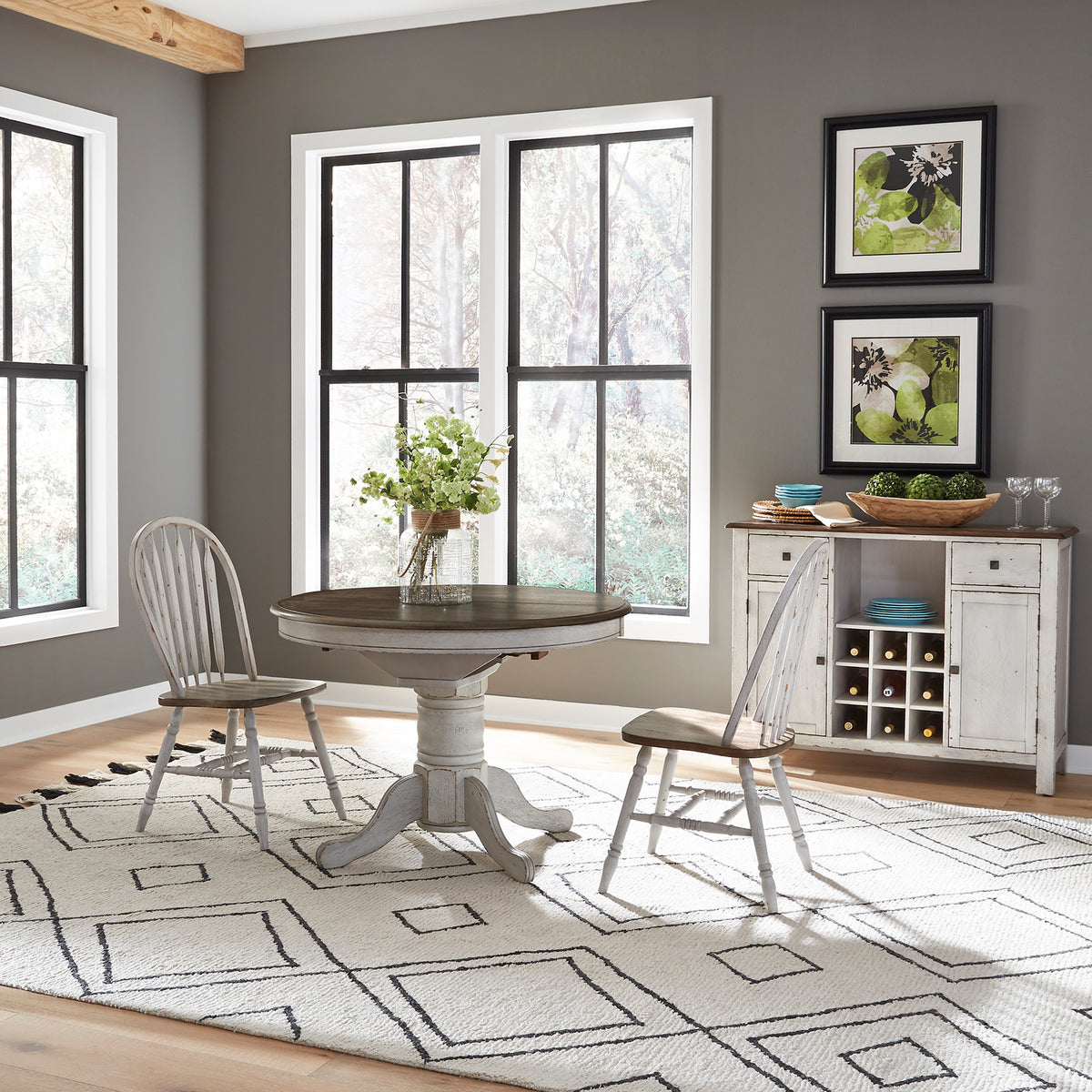 Carolina Crossing 3 Piece Pedestal Table Set (186W-CD-3PDS)
