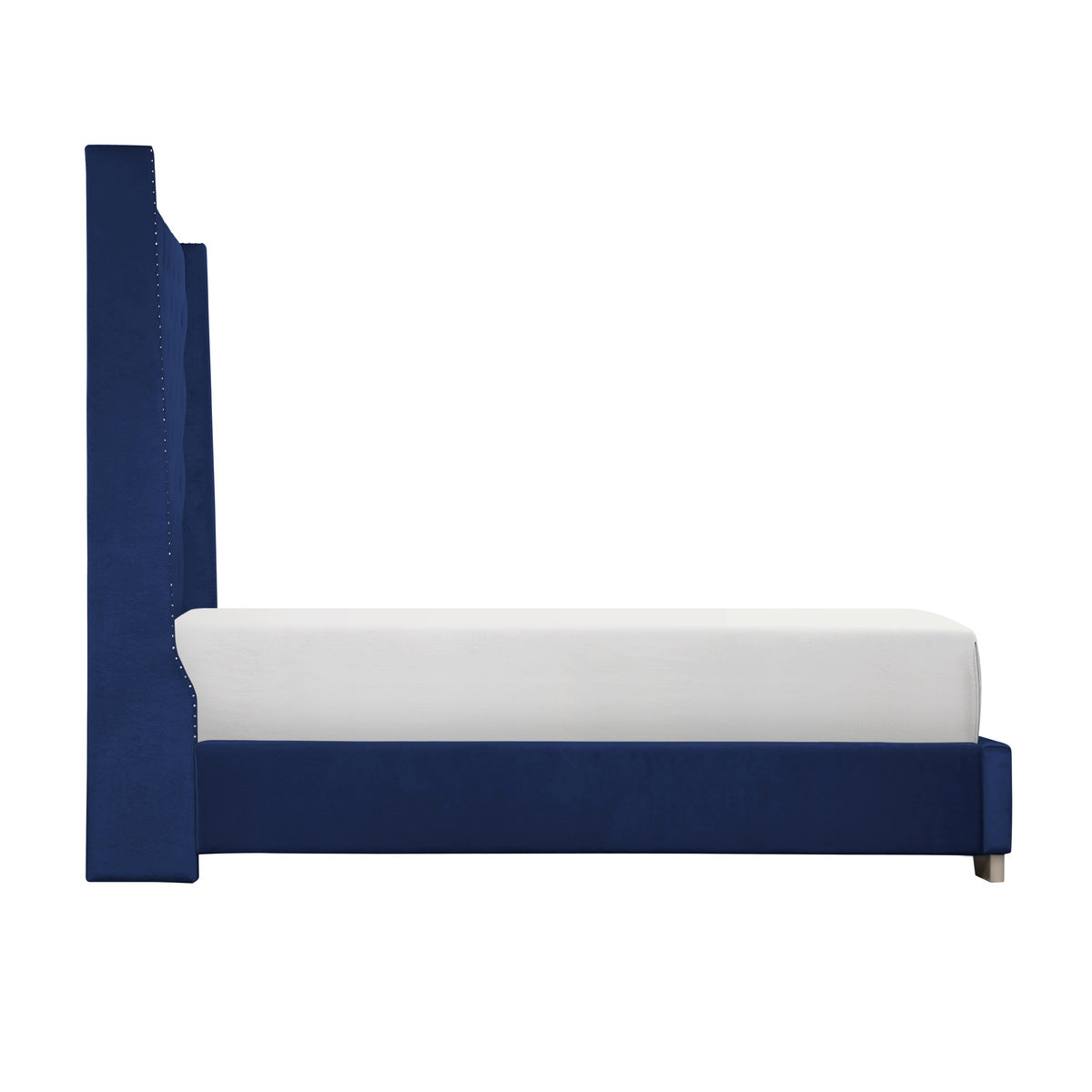 Uphl Velvet Qn Bed, Blue