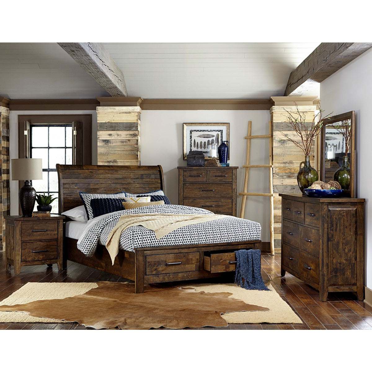 Jerrick California King Sleigh Platform Bed with Footboard Storage