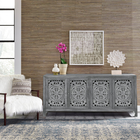 Marisol 74 Inch 4 Door Accent TV Stand - Blue