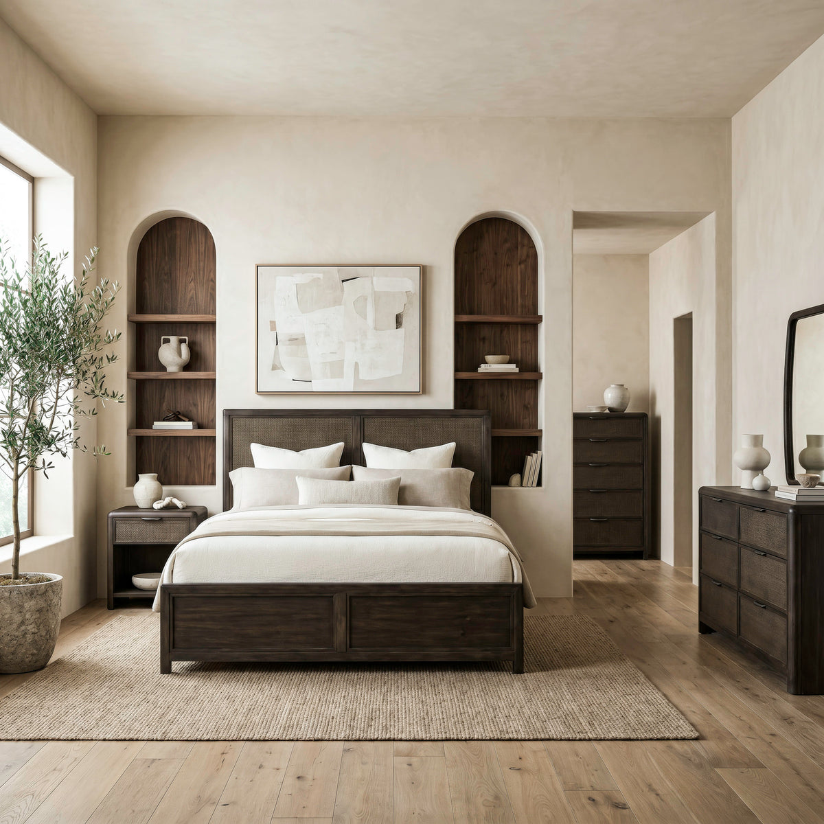 Skye View Queen Panel Bed, Dresser & Mirror, Chest, Night Stand