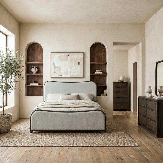 Skye View Queen Uph Bed, Dresser & Mirror, Chest